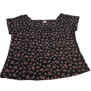 Bentley Floral Pullover Top Blouse Plus 1X Short Sleeve Multicolor Polyester GUC